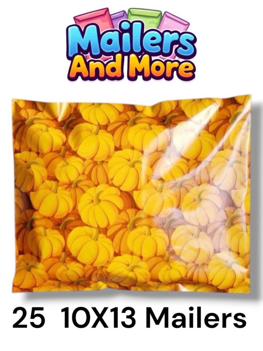 25 10X13 Poly Mailers Pumpkin, Shipping Envelopes Bags PRICE IS FIRM Fall - Picture 1 of 11